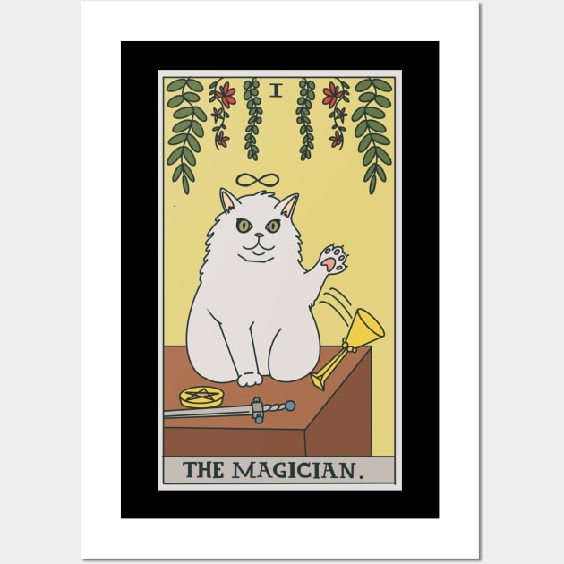 Cat Tarot Card - The Magician Wall Art by Strzmarta